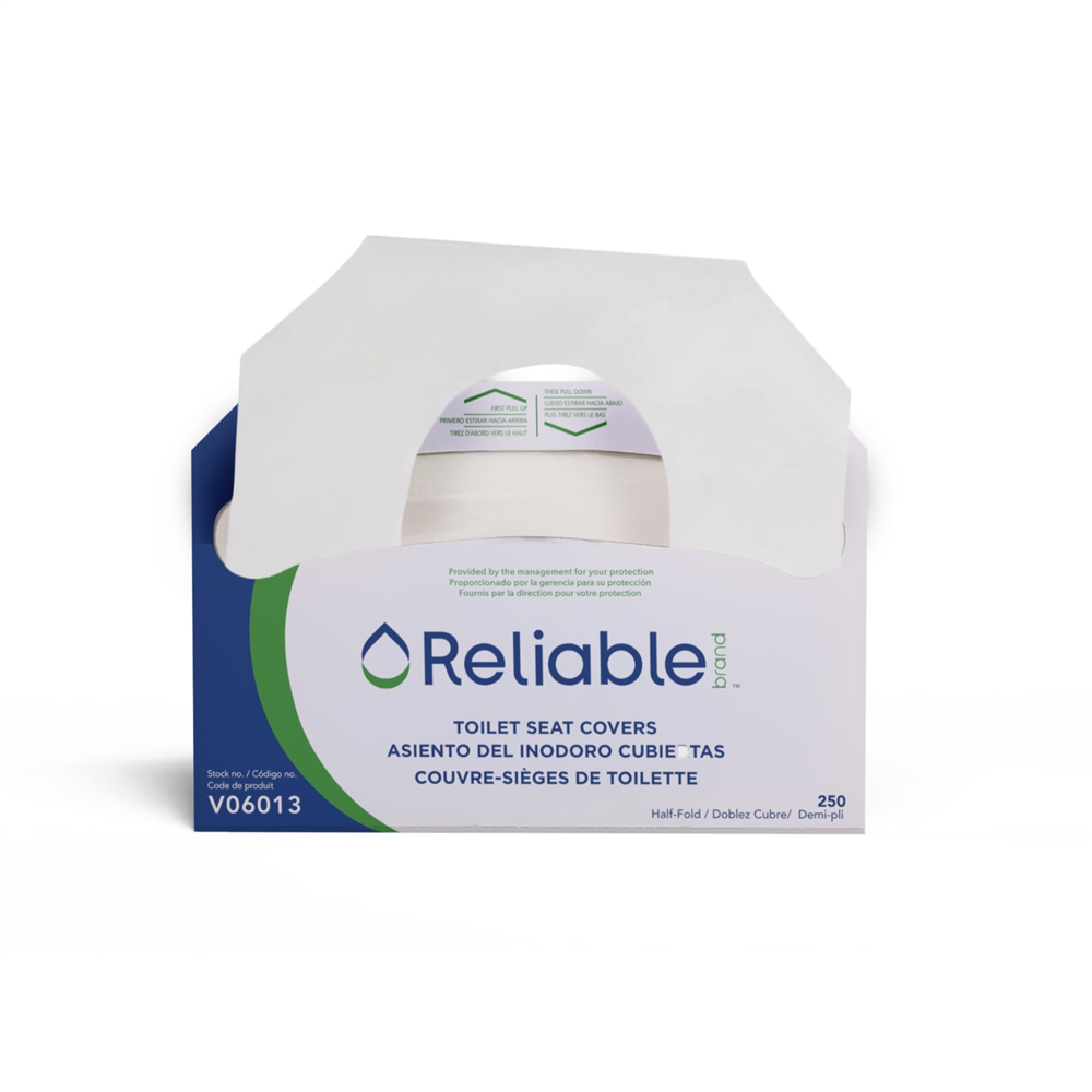 Reliable Brand® 1-Ply White 1/2-Fold Toilet Seat Cover (14.25 in. x 16.75 in., 250 Sheets/Pack, 20 Packs/Case)
